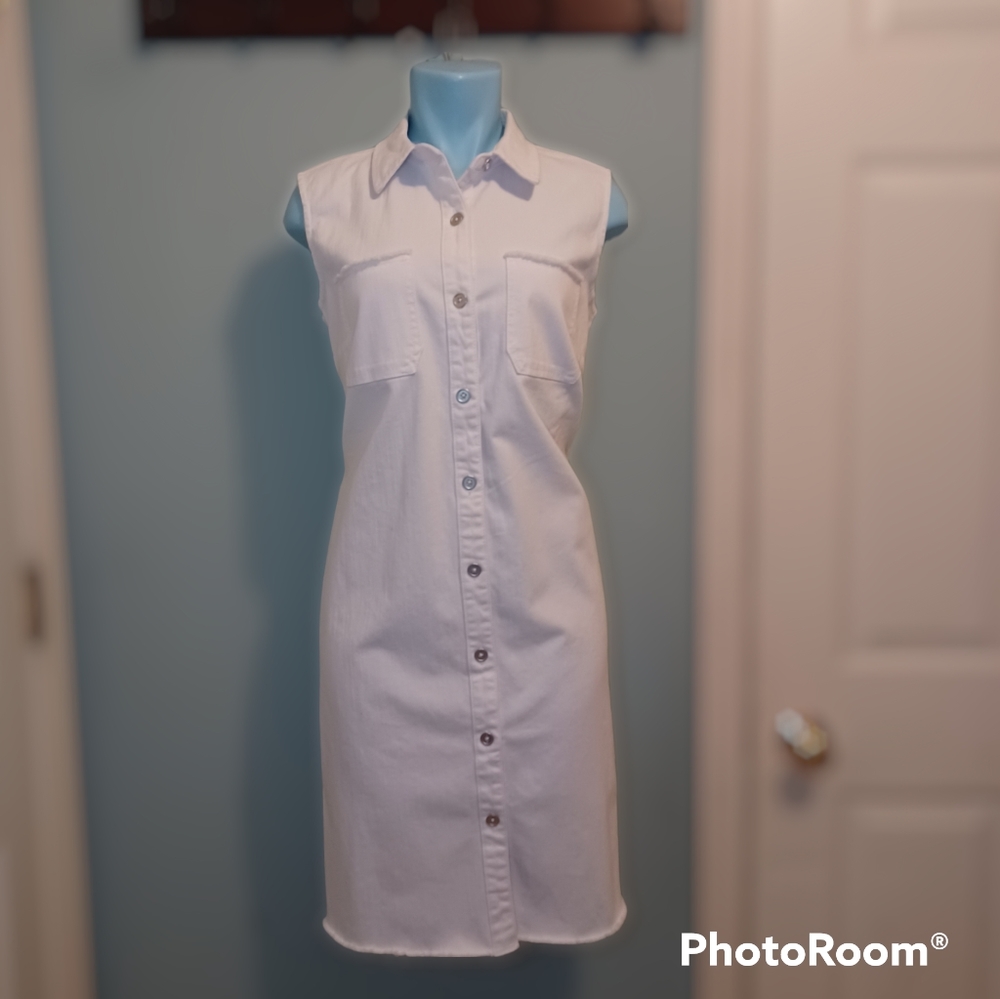 NWT - Style & Co "Jean Dress" Stretchy Bright White Size 12